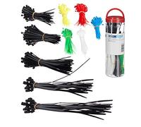 Relaxdays Set of 1000 Cable Ties, Practical Box, Long, Bundles, Colourful, Polypropylene, In Bunten Farben, 100/150/200/250/300 mm