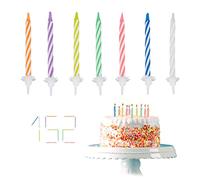 Relaxdays Set of 102 Colourful Birthday Candles with 50 Holders, Candles for Cakes, Party Decoration, Party Candles, 6 cm