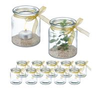 Relaxdays Set of 12 Candle Holders with Gold Bows