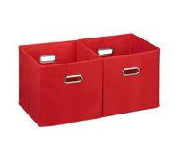 Relaxdays Set of 12 Fabric Storage Boxes Red
