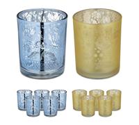 Relaxdays Set of 12 Gold & Silver Tealight Holders