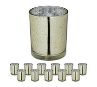 Relaxdays Set of 12 Gold Speckled Tealight Holders