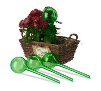 Relaxdays Set of 12 Watering Globes Green