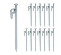 Relaxdays, Set of 14, Anchor for Hard Grounds, 20 cm, Steel, Sturdy Peg, Camping, Gazebos & Marquees, Silver, 20 x 1.5 x 3 cm