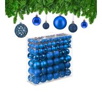Relaxdays Christmas Baubles Set of 150, Glittering, Matt & Shiny Surfaces, Tree Ornaments, Plastic, ∅ 3, 4 & 6 cm, Blue, 7 x 6 x 6 cm