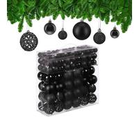 Relaxdays Christmas Baubles Set of 150, Glittering, Matt & Shiny Surfaces, Tree Ornaments, Plastic, ∅ 3, 4 & 6 cm, Black, 7 x 6 x 6 cm