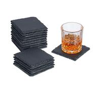 Relaxdays Set of 16 Slate Coasters 10x10 cm