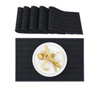 Relaxdays Set of 18 Place Mats Black