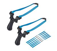 Relaxdays, set of 2, 6 replacement rubbers, professional 18, sports slingshot with target points, black/blue, 12 x 9 x 4,5 cm