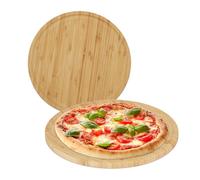 Relaxdays Set of 2 Bamboo Pizza Boards 32 cm