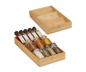 Relaxdays Set of 2 Bamboo Spice Racks for Drawer