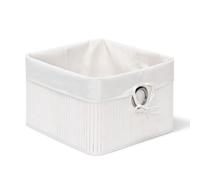 Relaxdays Set of 2 Bamboo Storage Basket White