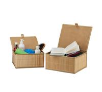 Relaxdays Set of 2 Bamboo Storage Boxes