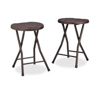 Relaxdays Set of 2 BASTIAN Round Folding Stools