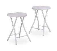 Relaxdays Set of 2 BASTIAN Round Folding Stools