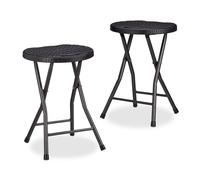 Relaxdays Set of 2 BASTIAN Round Folding Stools