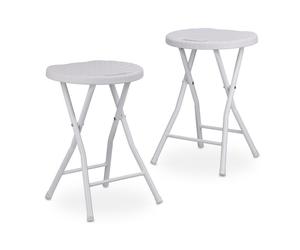 Relaxdays Set of 2 BASTIAN Round Folding Stools