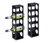 Relaxdays Set of 2 Wine Racks for 5, Bamboo, HWD: 53 x 14 x 12 cm, Home, Kitchen & Bar, Bottle Holder, Black