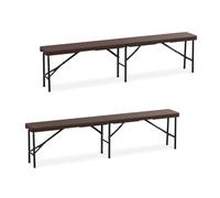 Relaxdays Set of 2 Black Beer Benches 180cm