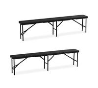 Relaxdays Set of 2 Black Beer Benches 180cm