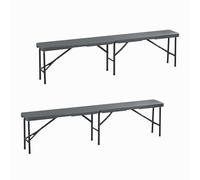 Relaxdays Set of 2 Black Beer Benches 180cm