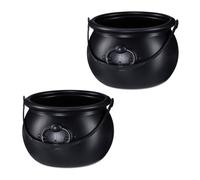 Relaxdays Set of 2 Black Witches Cauldrons