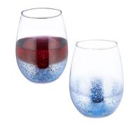 Relaxdays Set of 2 Blue Stemless Wine Glasses