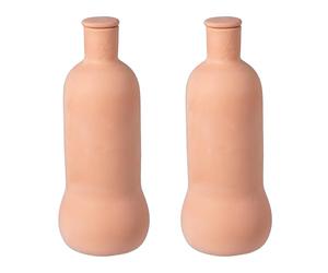 Relaxdays Set of 2 Clay Root-Zone Watering Ollas, 1 L, Terracotta, 26x9x9 cm
