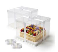 Relaxdays Set of 2 clear cake boxes with ribbon