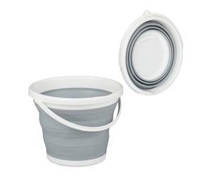 Relaxdays Set of 2 Collapsible Buckets 10 L Grey