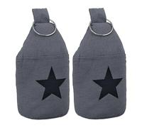 Relaxdays Set of 2 Doorstops, Star Motif, HxØ: 22.5 x 11 cm, Free-standing, Slam Brake, with Handle, Dark Grey/Black, Cotton