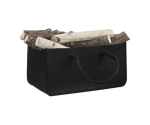 Relaxdays Set of 2 Felt Firewood Basket Black