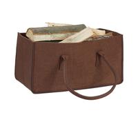 Relaxdays Set of 2 Felt Firewood Basket Brown