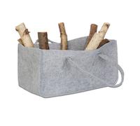 Relaxdays Set of 2 Felt Firewood Basket Grey
