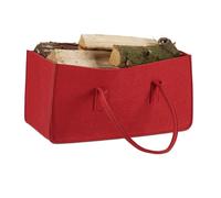 Relaxdays Set of 2 Felt Firewood Basket Red