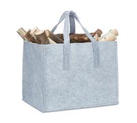 Relaxdays Set of 2 Firewood Felt Baskets Grey