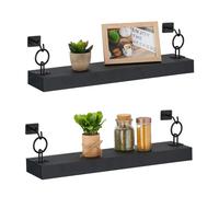 Relaxdays Set of 2 Floating Shelves with Hangers