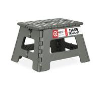 Relaxdays Set of 2 Folding Stools M Light Grey