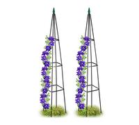 Relaxdays Set of 2 Garden Obelisks, 190 x 35 x 35 cm, Pyramid, Climbing Plants Support, Metal, Free-Standing, Black, 100% iron