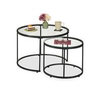 Relaxdays Set of 2 glass and metal nesting tables