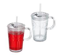 Relaxdays Set of 2 Glass Cups with Handle
