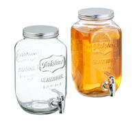 Relaxdays Set of 2 Glass Drink Dispensers 3.5L