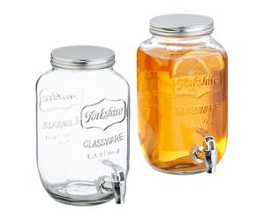 Relaxdays Set of 2 Glass Drink Dispensers 3.5L