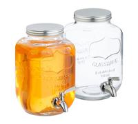 Relaxdays Set of 2 Glass Drink Dispensers 4L