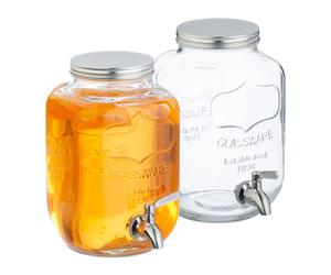 Relaxdays Set of 2 Glass Drink Dispensers 4L