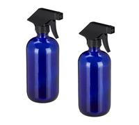 Relaxdays Set of 2 Glass Spray Bottles Blue