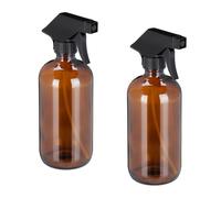 Relaxdays Set of 2 Glass Spray Bottles Brown