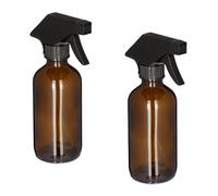 Relaxdays Set of 2 Glass Spray Bottles Brown 230ml