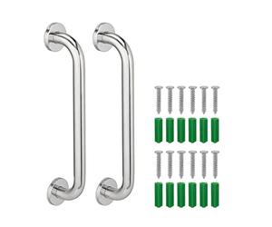 Relaxdays Set of 2 Grab Handles, Stainless Steel, Shower & Bath, 200 kg, Support for The Elderly, Disability Aid, Silver, 6 x 40 x 8 cm