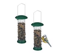 Relaxdays Set of 2 Green Bird Feeders for Hanging